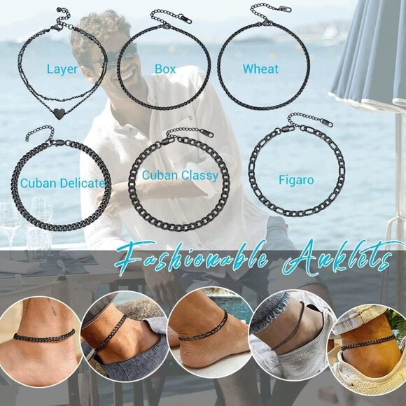 Stainless Steel Anklet Women Adjustable 8-10.5 Inch Link Chain Beach Jewelry - Picture 2 of 7